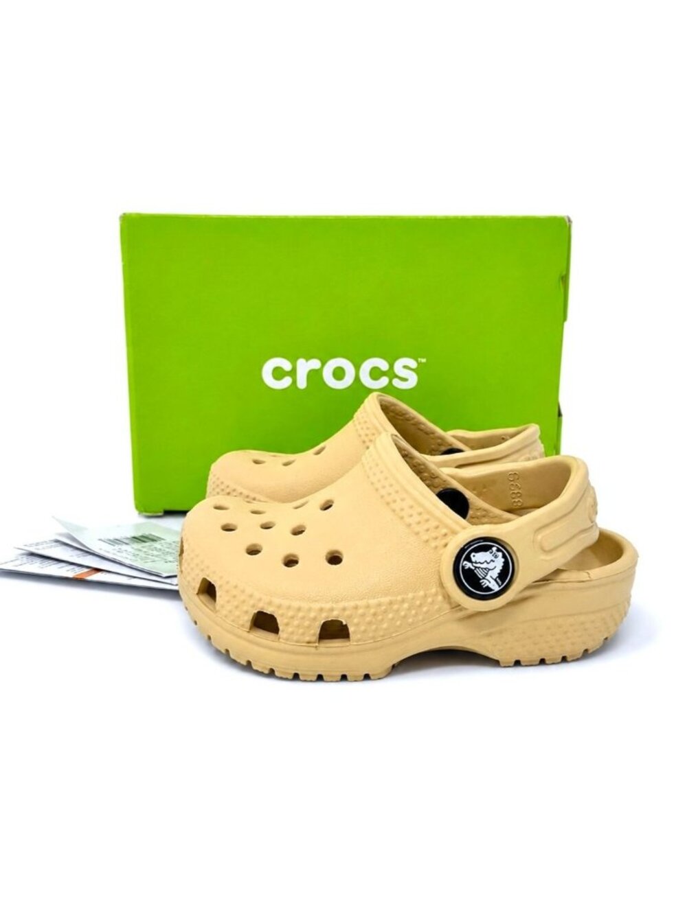 Crocs Toddler Classic Clogs C4 Wheat Beige Lightweight Beach Water Shoes